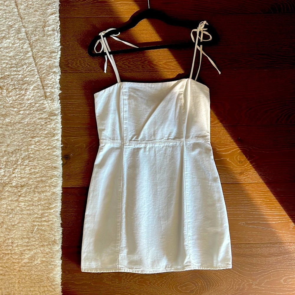 White denim mini dress